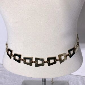 Vintage 90s Chunky Gold Tone Metal Square Chain Belt Festival Retro Boho